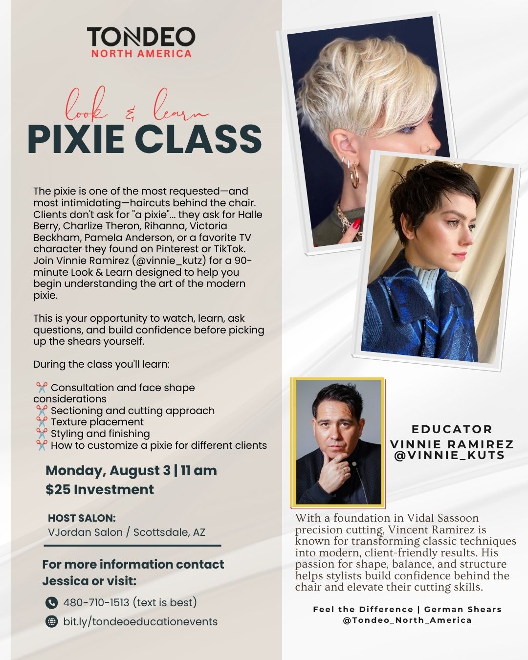 Look & Learn Pixie Class flyer — August 3, Scottsdale AZ with Vinnie Ramirez
